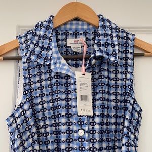 Vineyard Vines Dress Eyelet Gingham Blue White